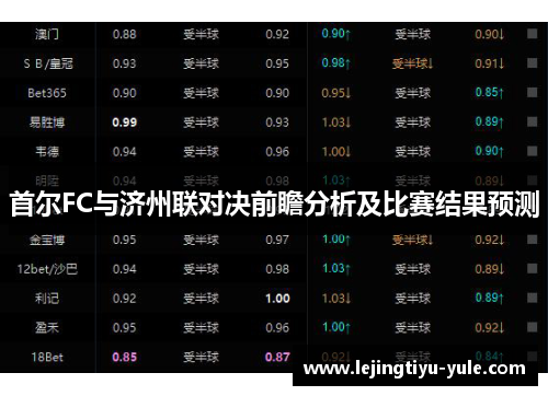 首尔FC与济州联对决前瞻分析及比赛结果预测